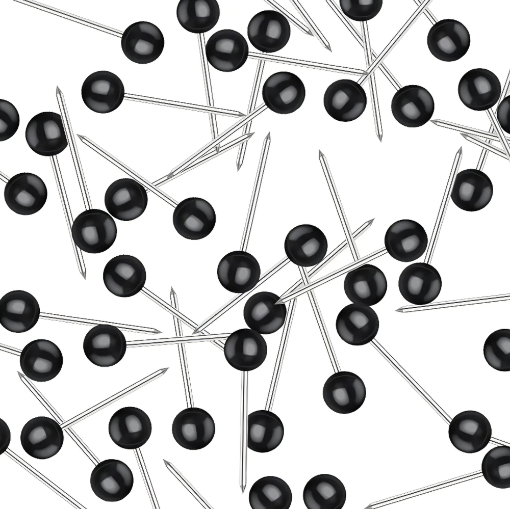 200pcs Pins, of 1/8-inch bulk map push pins, small black tacks